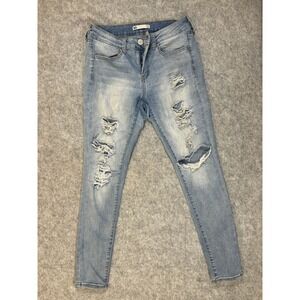 SO Goods For Life Women Low Rise Skinny Jeans‎ Distressed Blue Size 11 30W
